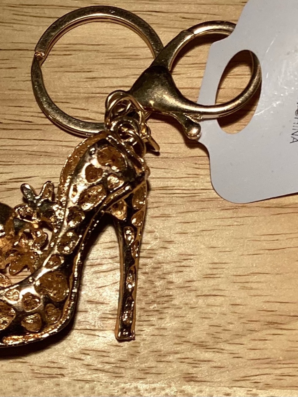 Glam Blue Rhinestone High Heel Key or Bag Charm with Flowers - Picture 2 of 5